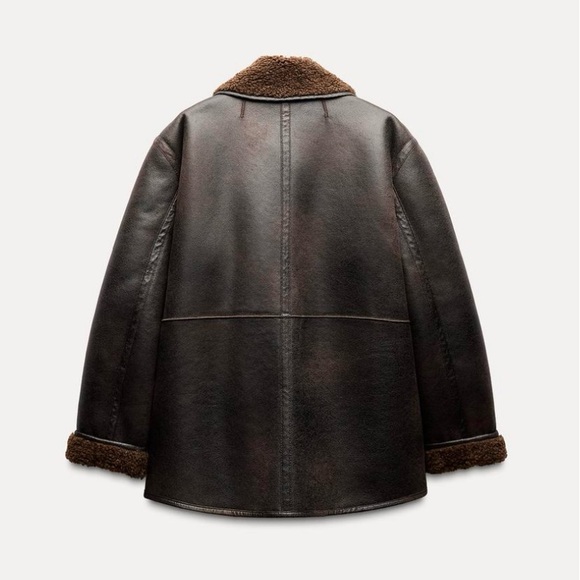 ZARA NEW WOMEN DOUBLE FACED REVERSIBLE FAUX LEATHER COAT JACKET - Picture 16 of 17